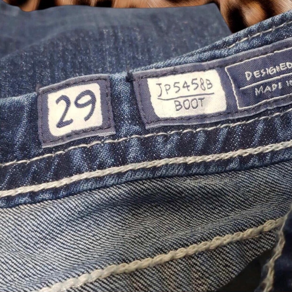 Miss Me Dark Blue Boot Cut Jeans with Embroidered Butterfly Pockets - Picture 3 of 5